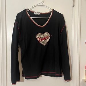 Black Long Sleeve with animal and heart design.